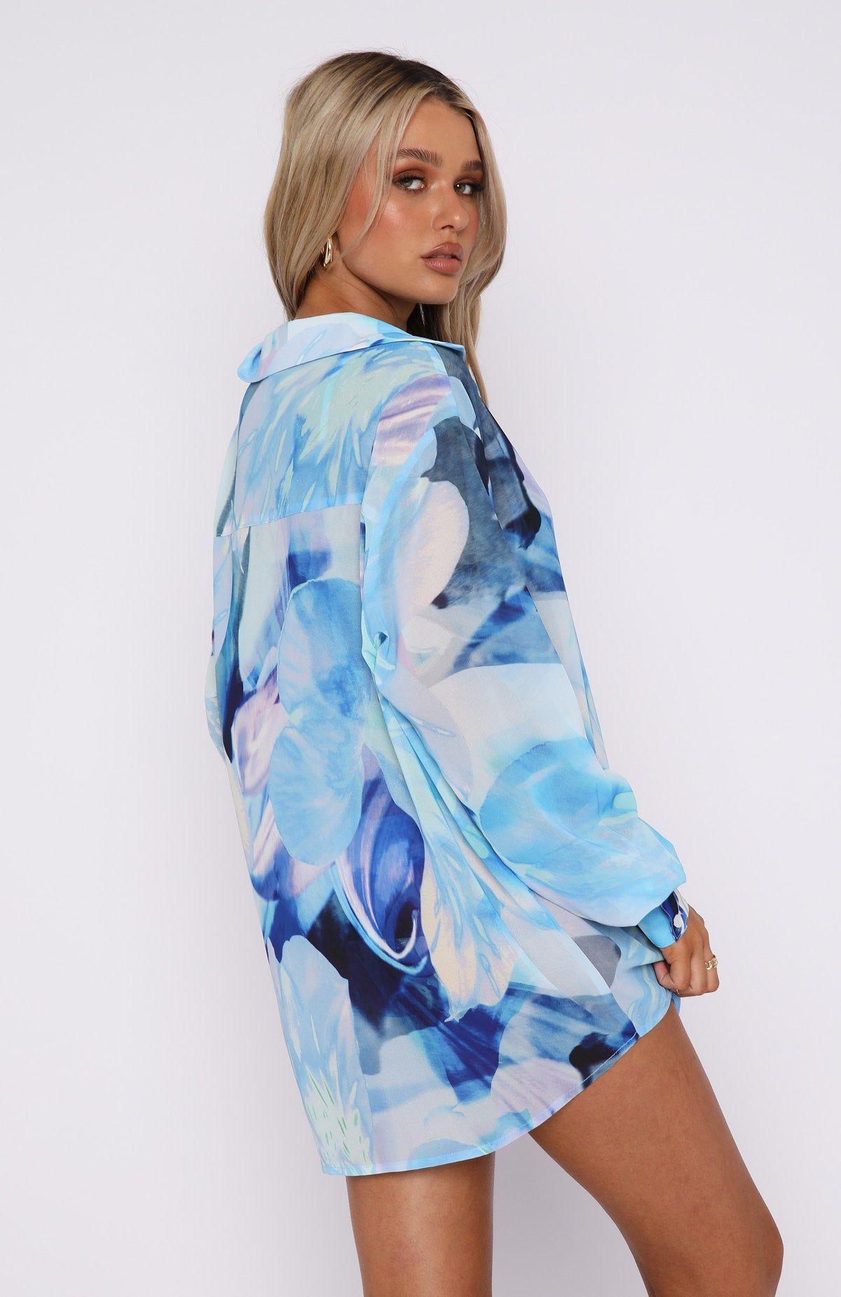 Here It Goes Oversized Shirt Blue Haze sold by White Fox Boutique product image thumbnail 5