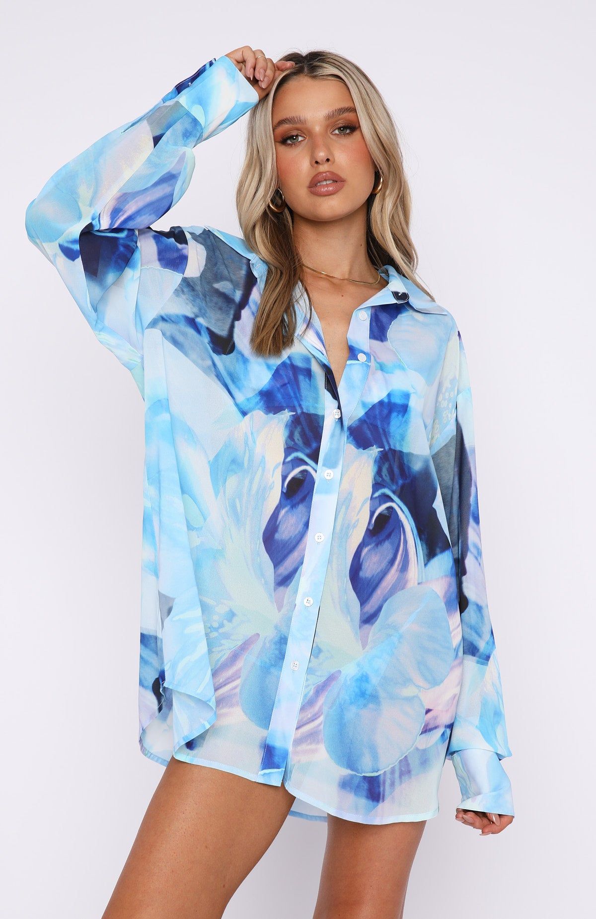 Here It Goes Oversized Shirt Blue Haze sold by White Fox Boutique product image thumbnail 2