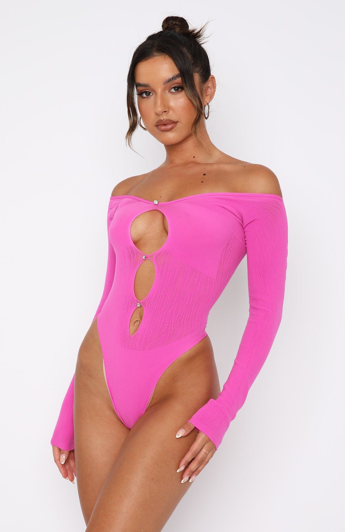 None Of Your Concern Bodysuit Hot Pink sold by White Fox Boutique product image thumbnail 2