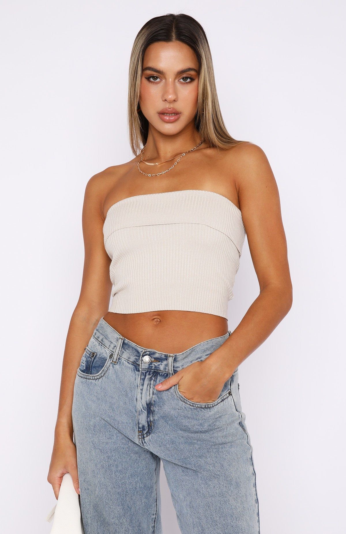 Neutral Feeling Knit Crop Oat sold by White Fox Boutique product image thumbnail 2