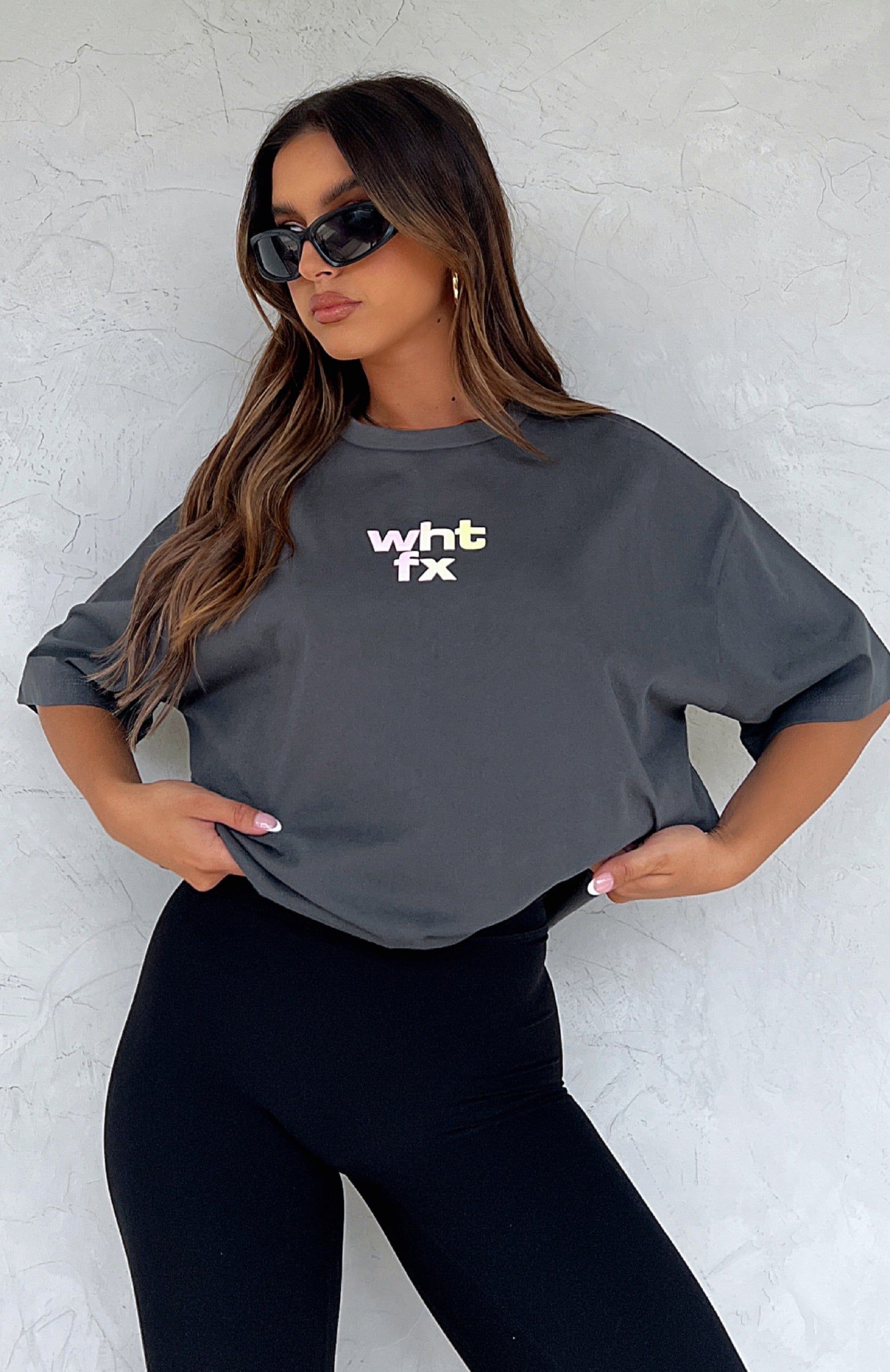 Another Dimension Oversized Tee Charcoal sold by White Fox Boutique product image thumbnail 5