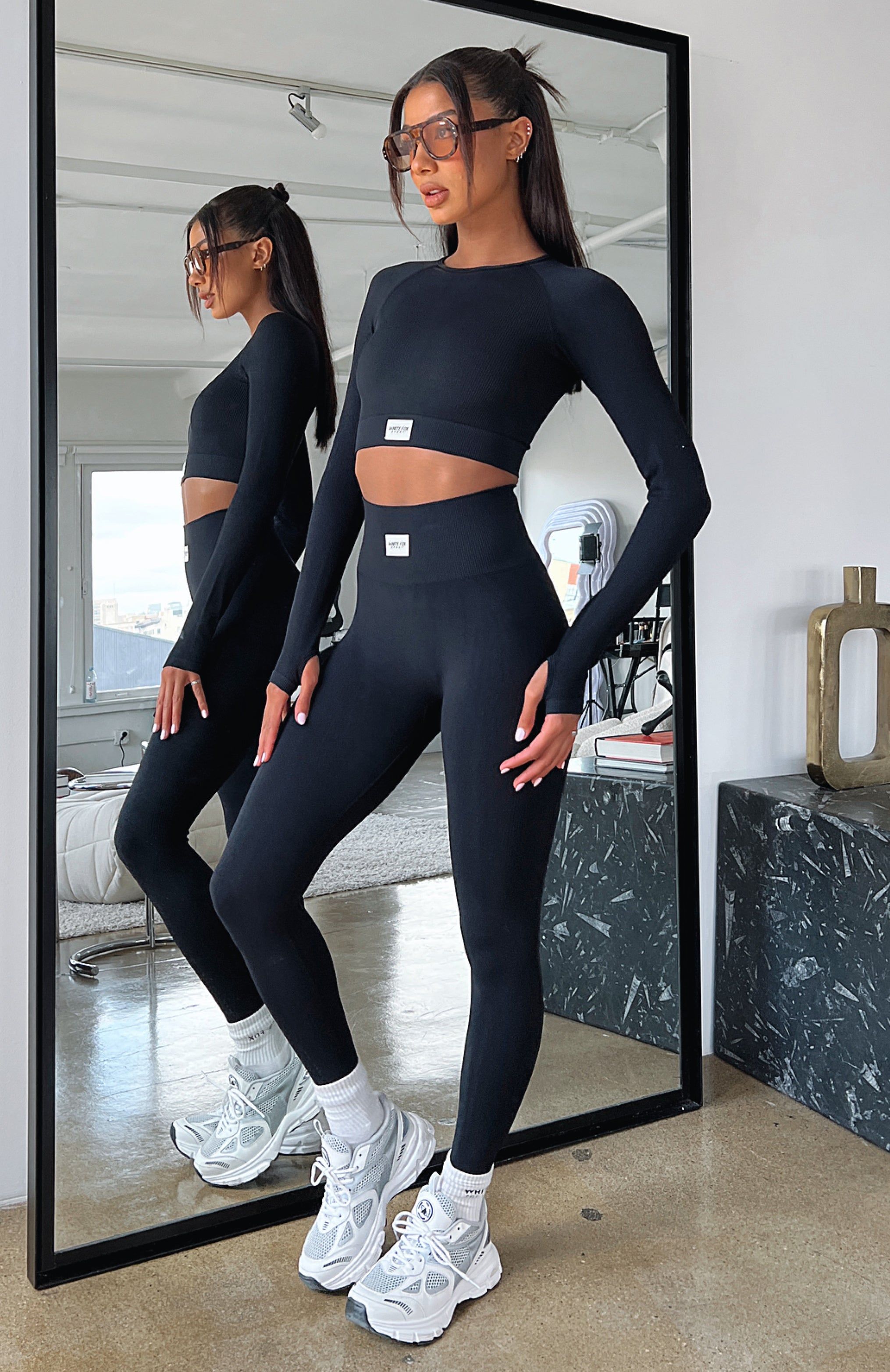 Cross The Line Seamless High Waisted Leggings Black sold by White Fox Boutique product image thumbnail 7