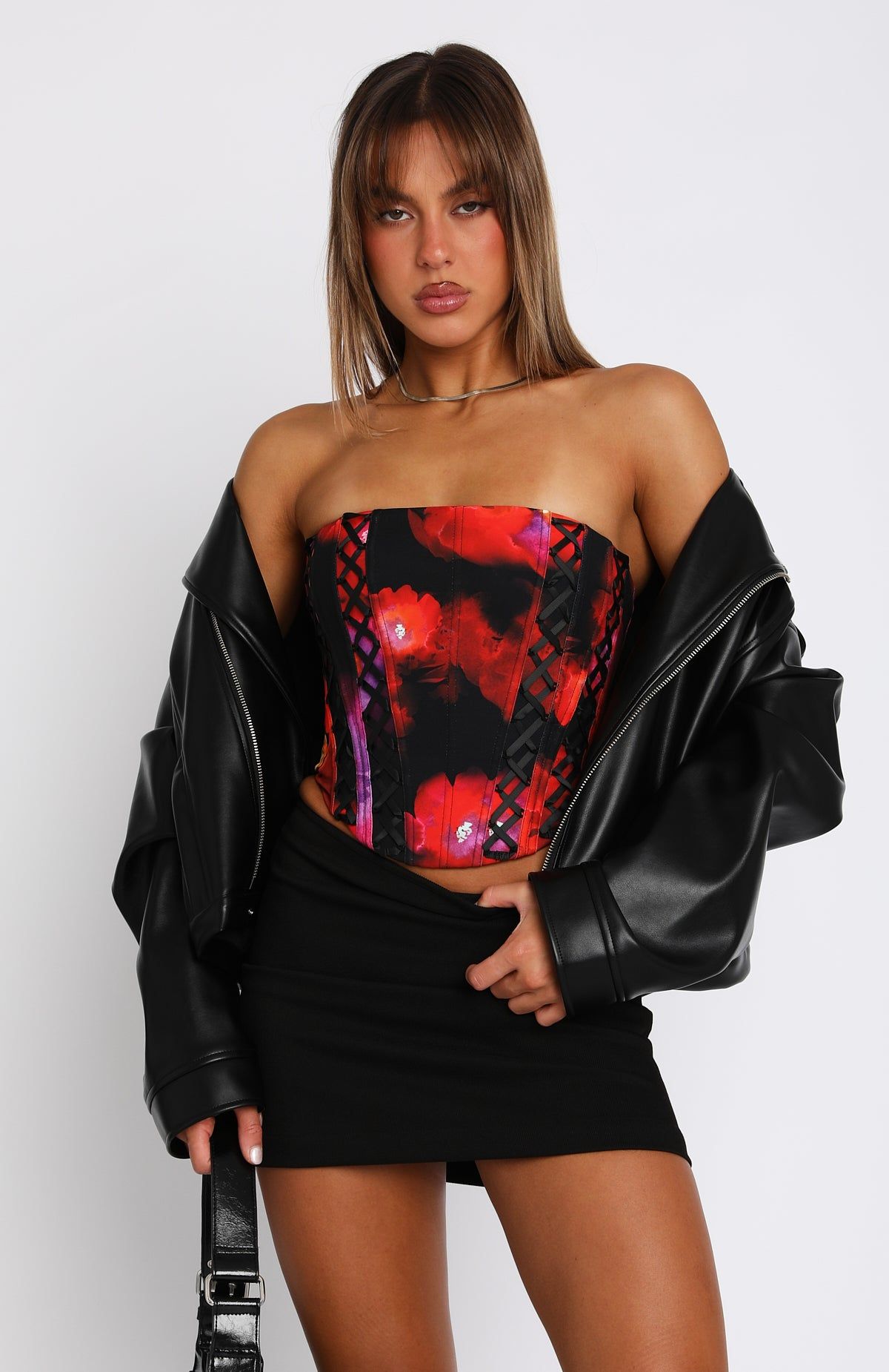 Born Blessed Bustier Deep Cherry Bloom sold by White Fox Boutique product image thumbnail 2