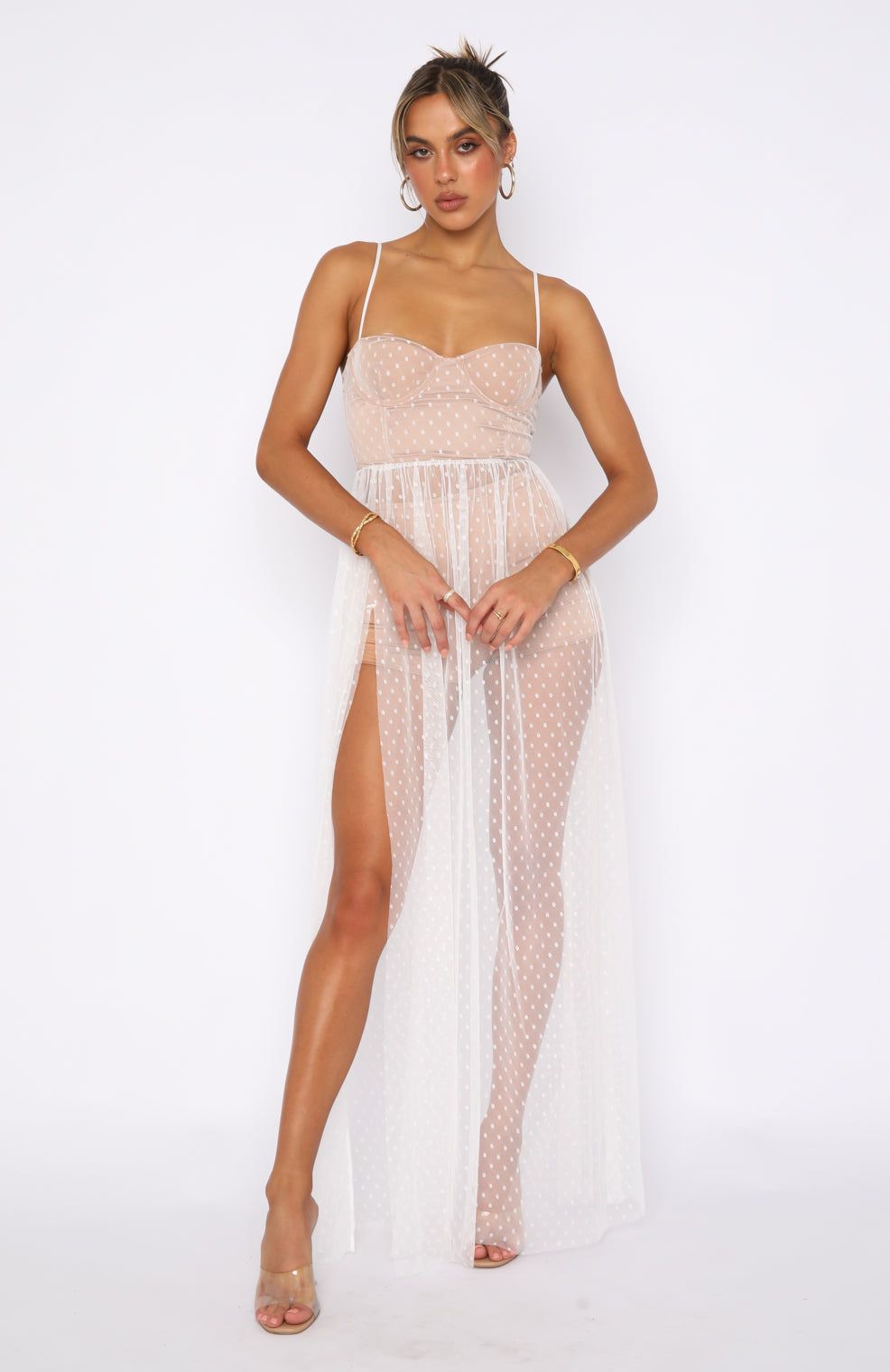 Totally Bangin' Mesh Maxi Dress White sold by White Fox Boutique product image thumbnail 2