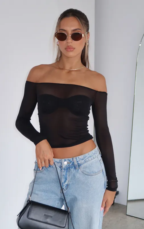 Luminescent Love Long Sleeve Top Black made by White Fox Boutique