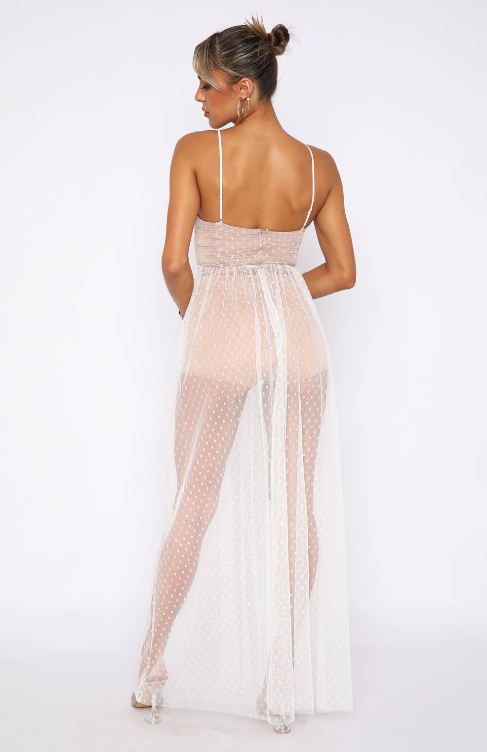 Totally Bangin' Mesh Maxi Dress White sold by White Fox Boutique product image thumbnail 4