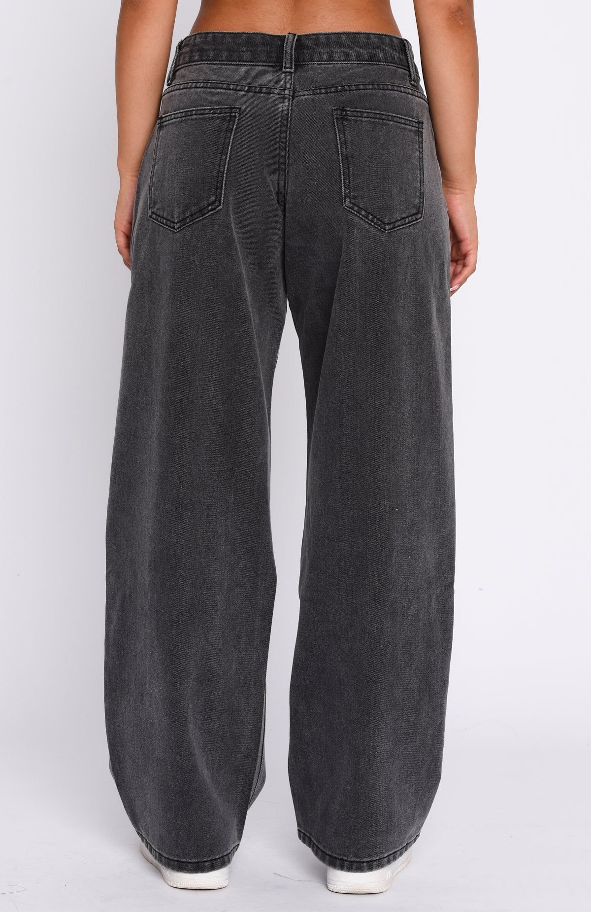 Cross My Path Low Rise Wide Leg Jeans Black Acid Wash sold by White Fox Boutique product image thumbnail 4