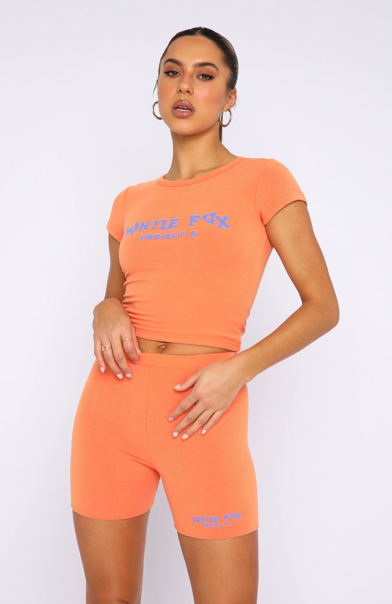 Project 5 Ribbed Baby Tee Papaya sold by White Fox Boutique product image thumbnail 2