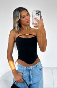 Banking On Me Strapless Bustier Black sold by White Fox Boutique