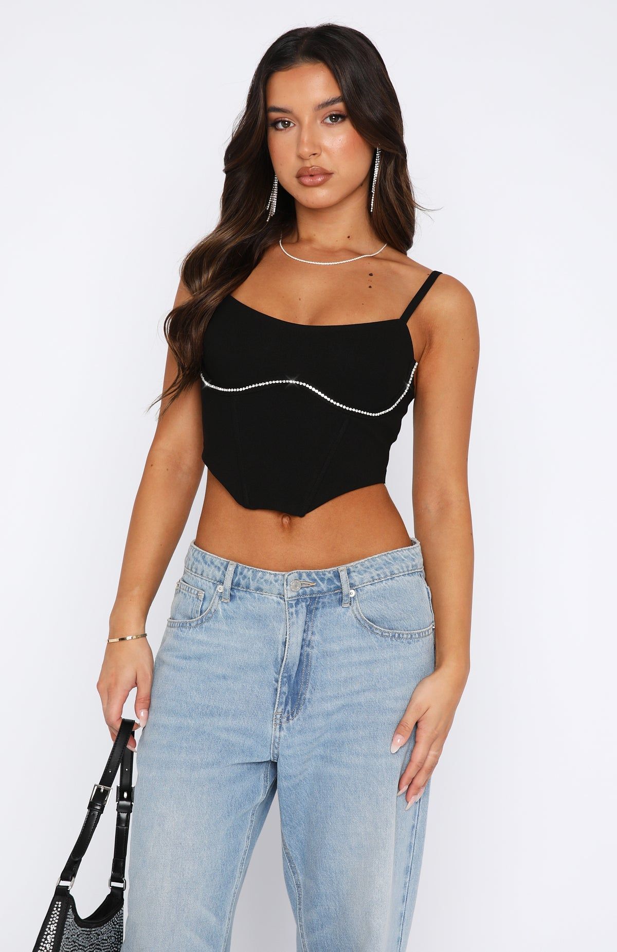 Simply Sleek Diamante Bustier Black sold by White Fox Boutique product image thumbnail 2