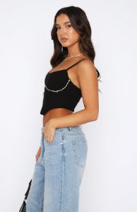 Simply Sleek Diamante Bustier Black sold by White Fox Boutique