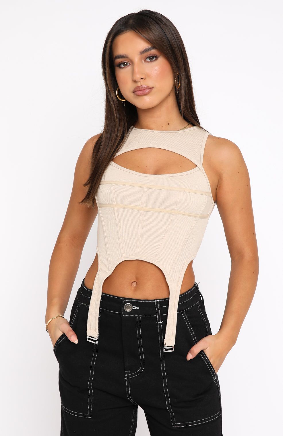 Eyes On You Corset Beige sold by White Fox Boutique product image thumbnail 2