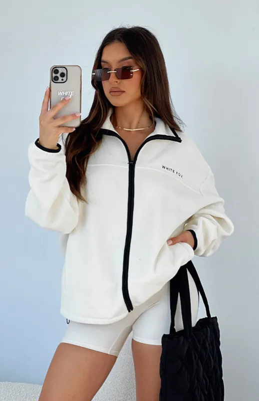 Well Known Fleece Jacket Cream sold by White Fox Boutique