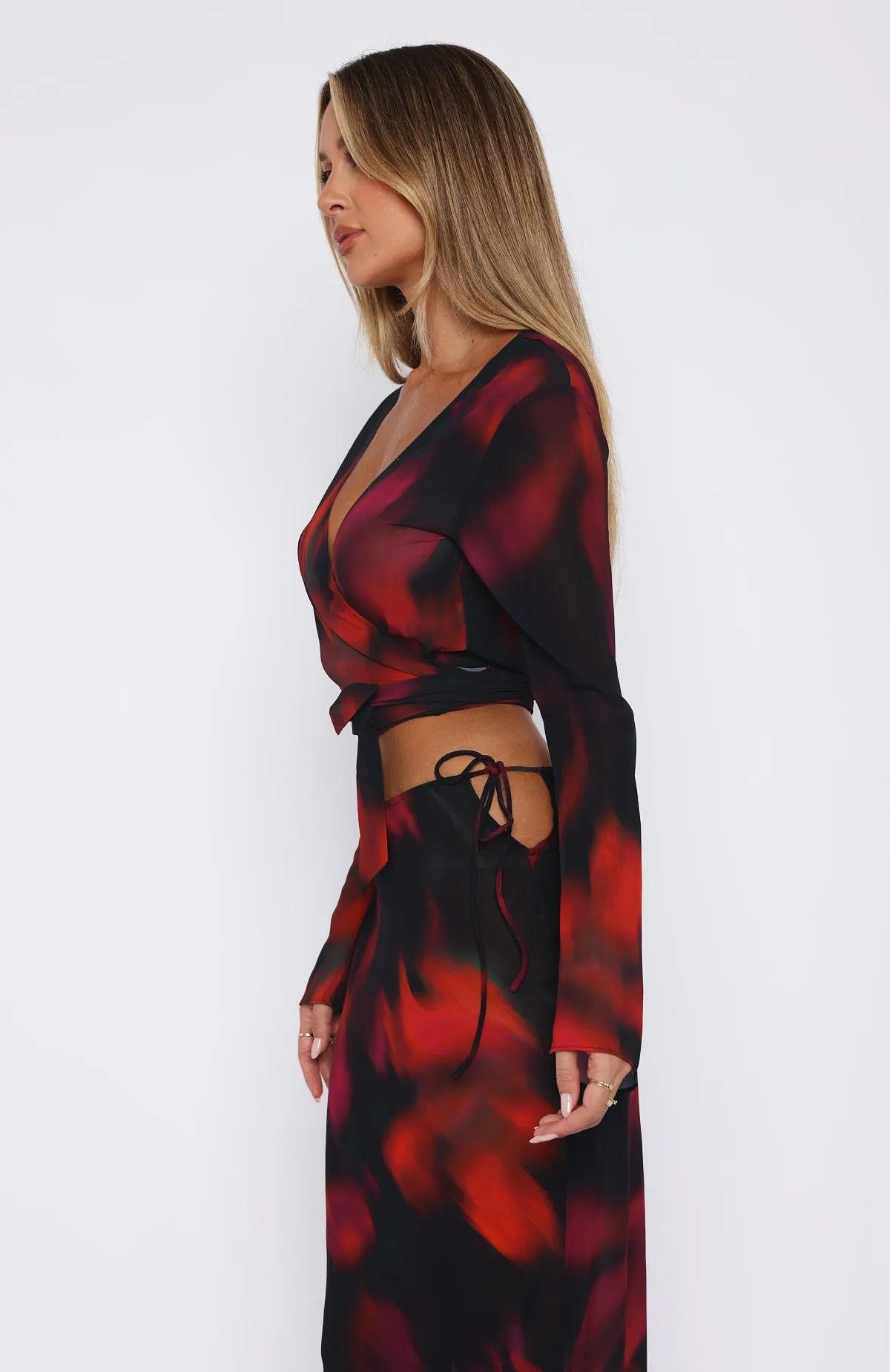 Coral Cove Wrap Top Sangria Floral sold by White Fox Boutique product image thumbnail 3