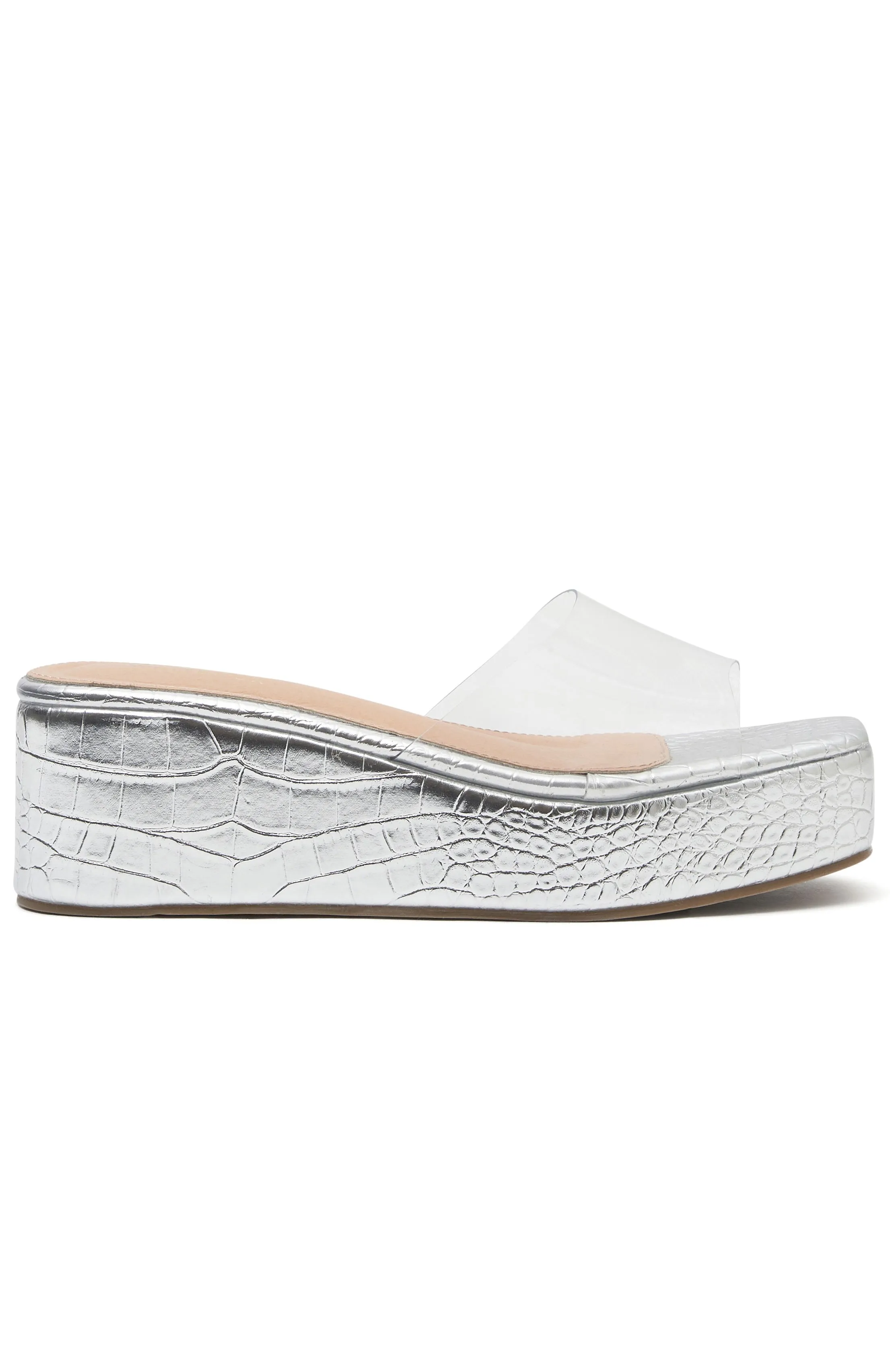 Rayna Platform Slides Silver sold by White Fox Boutique product image thumbnail 3