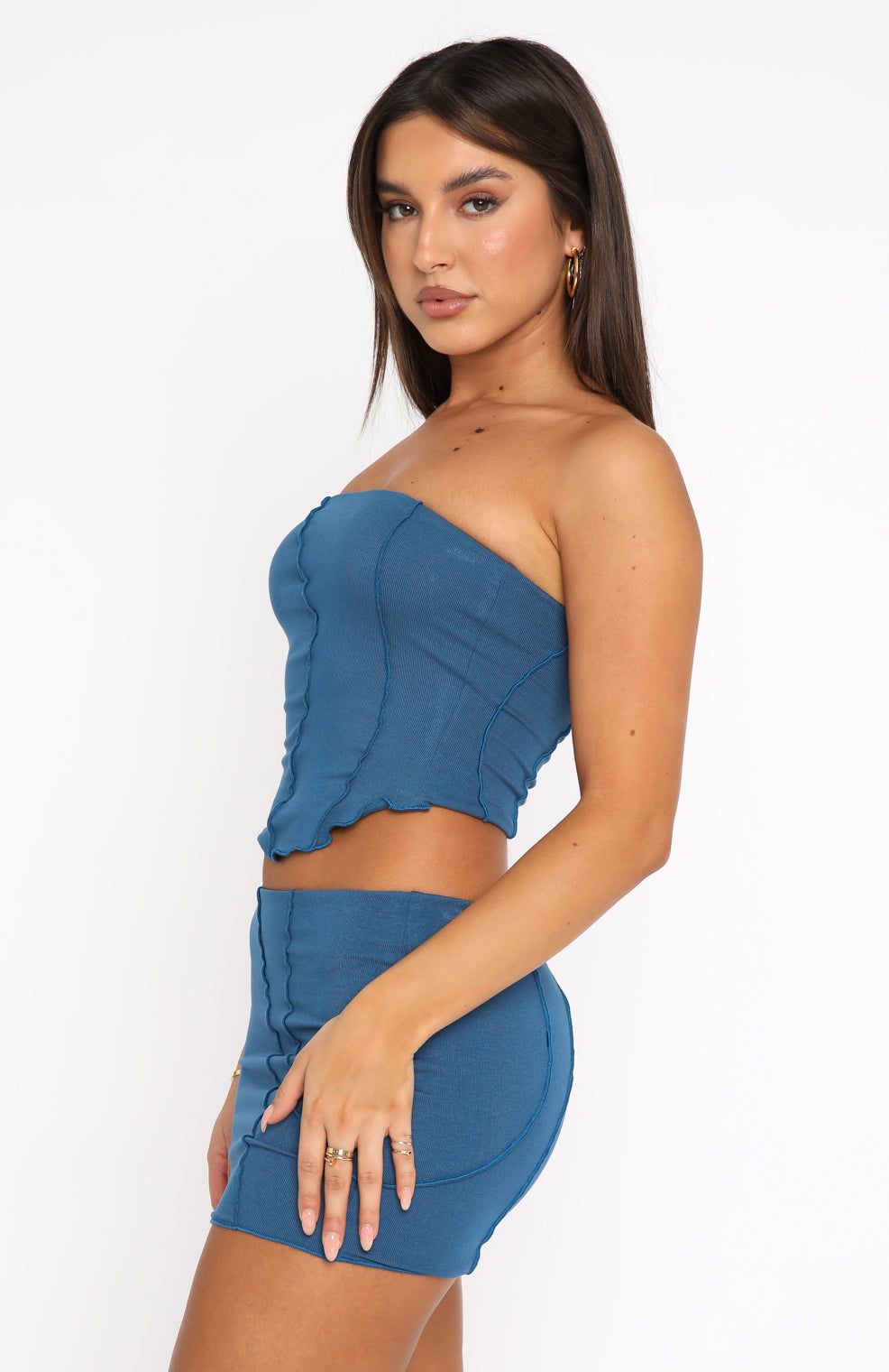 Shape Of You Strapless Crop Steel sold by White Fox Boutique product image thumbnail 3