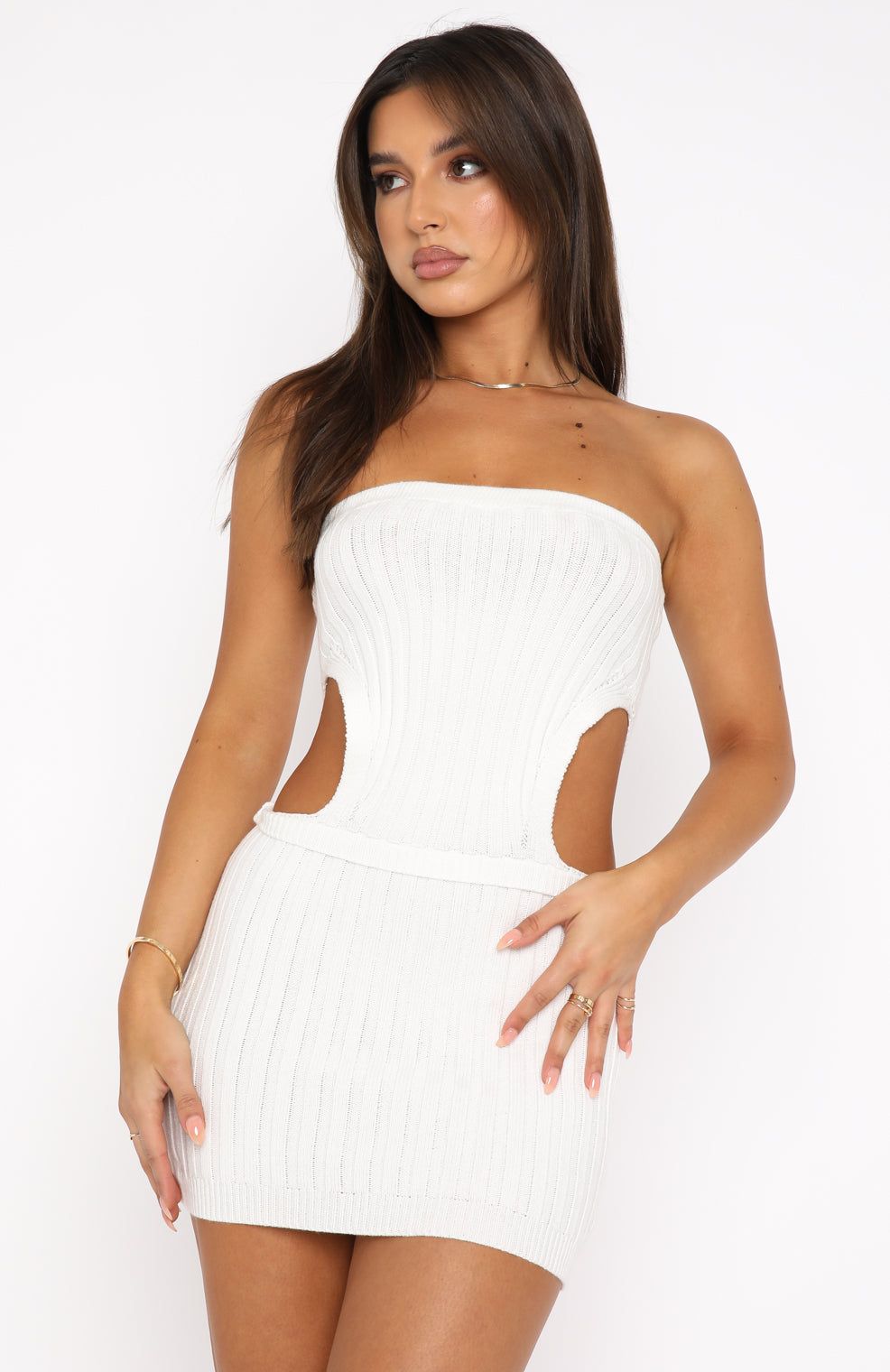 Bringing The Heat Ribbed Mini Dress White sold by White Fox Boutique product image thumbnail 2