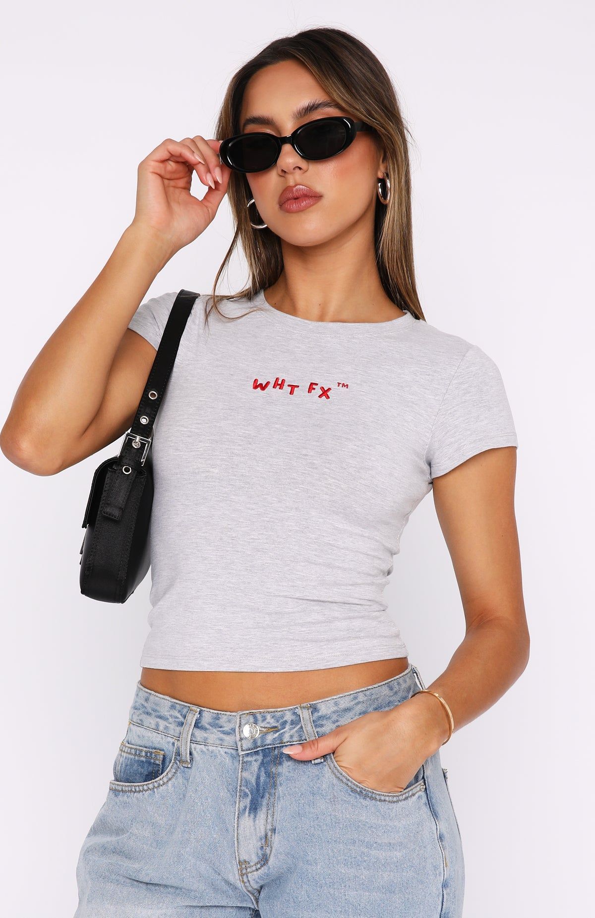 Fine Without You Baby Tee Grey Marle sold by White Fox Boutique product image thumbnail 2