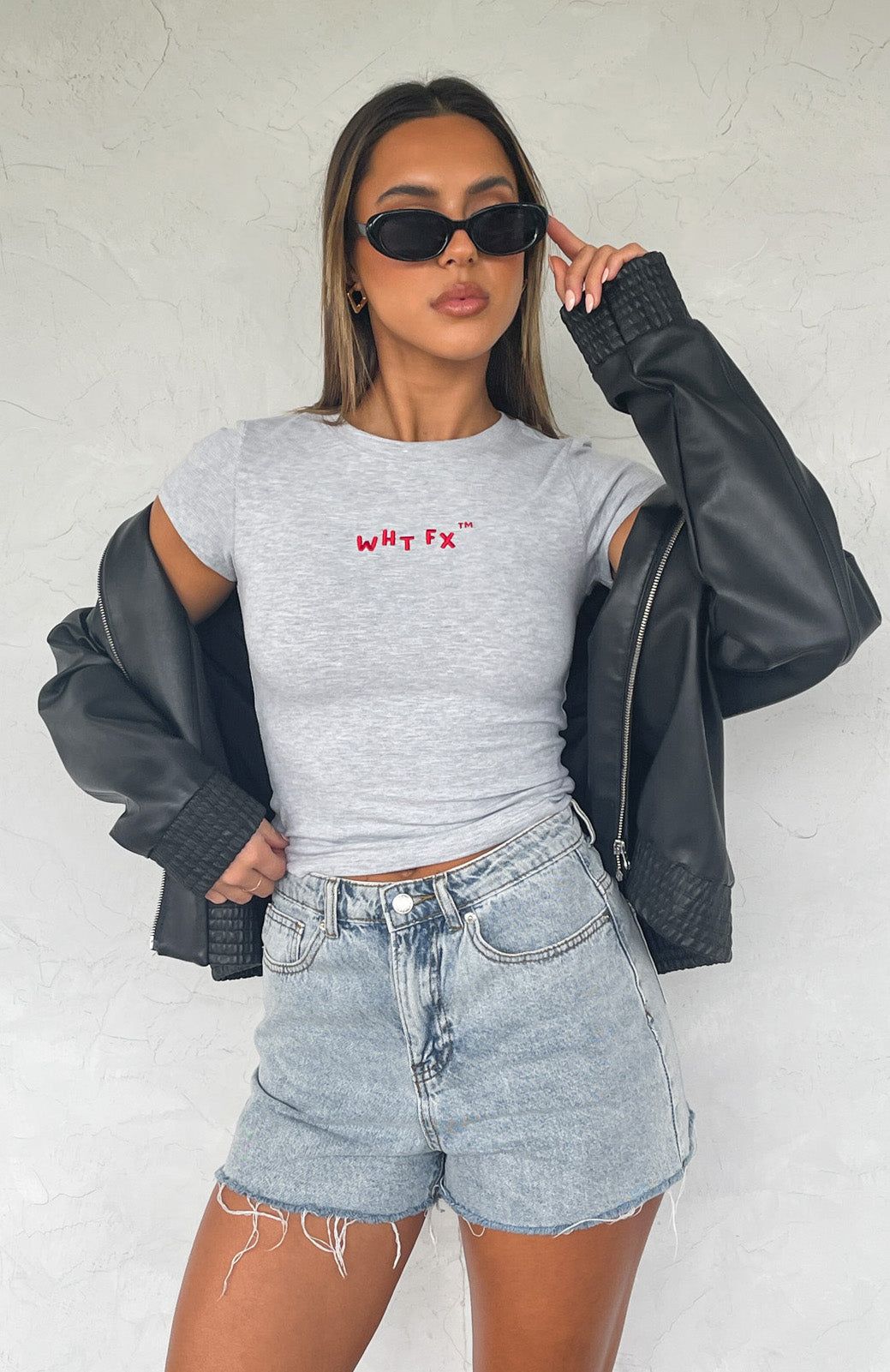 Fine Without You Baby Tee Grey Marle sold by White Fox Boutique product image thumbnail 5