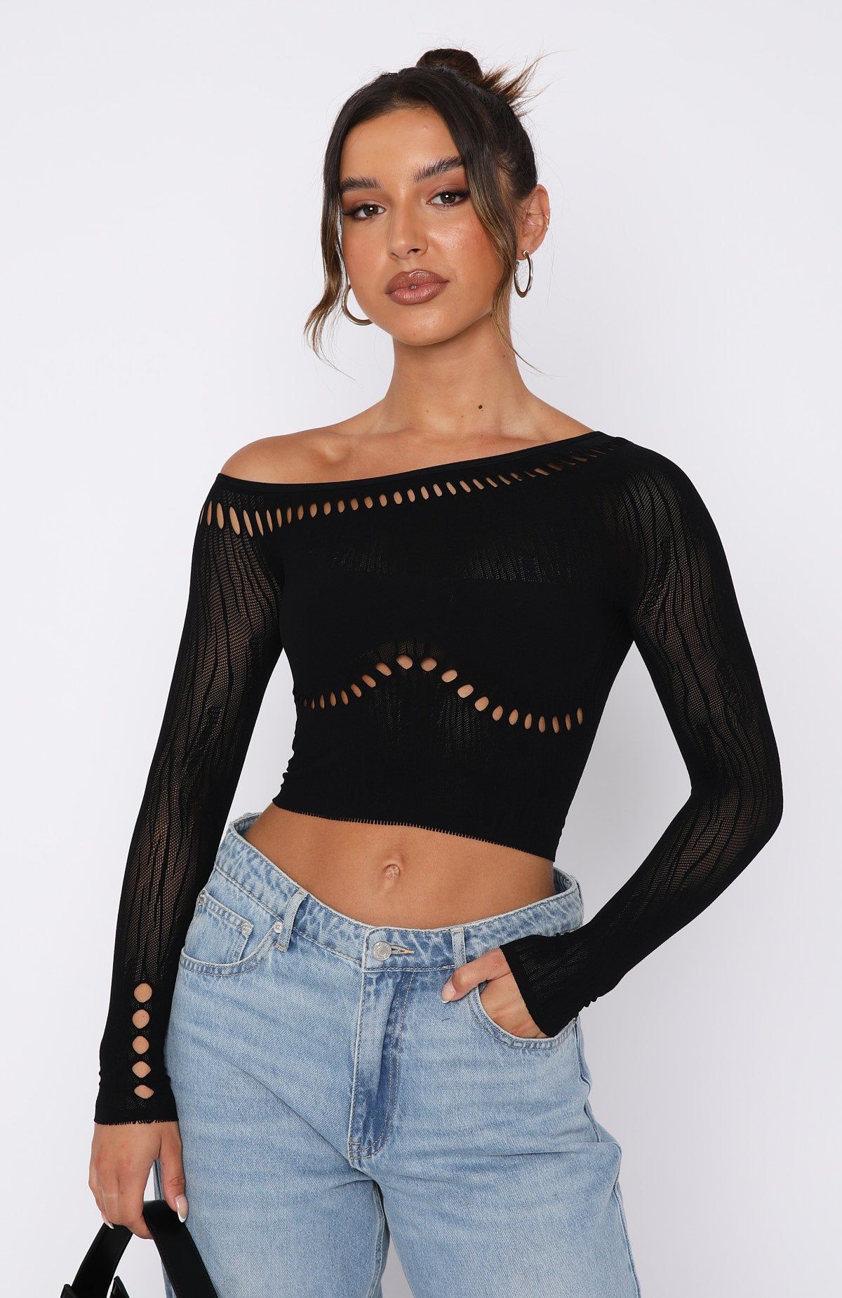 Losing Sleep Long Sleeve Top Black sold by White Fox Boutique product image thumbnail 2