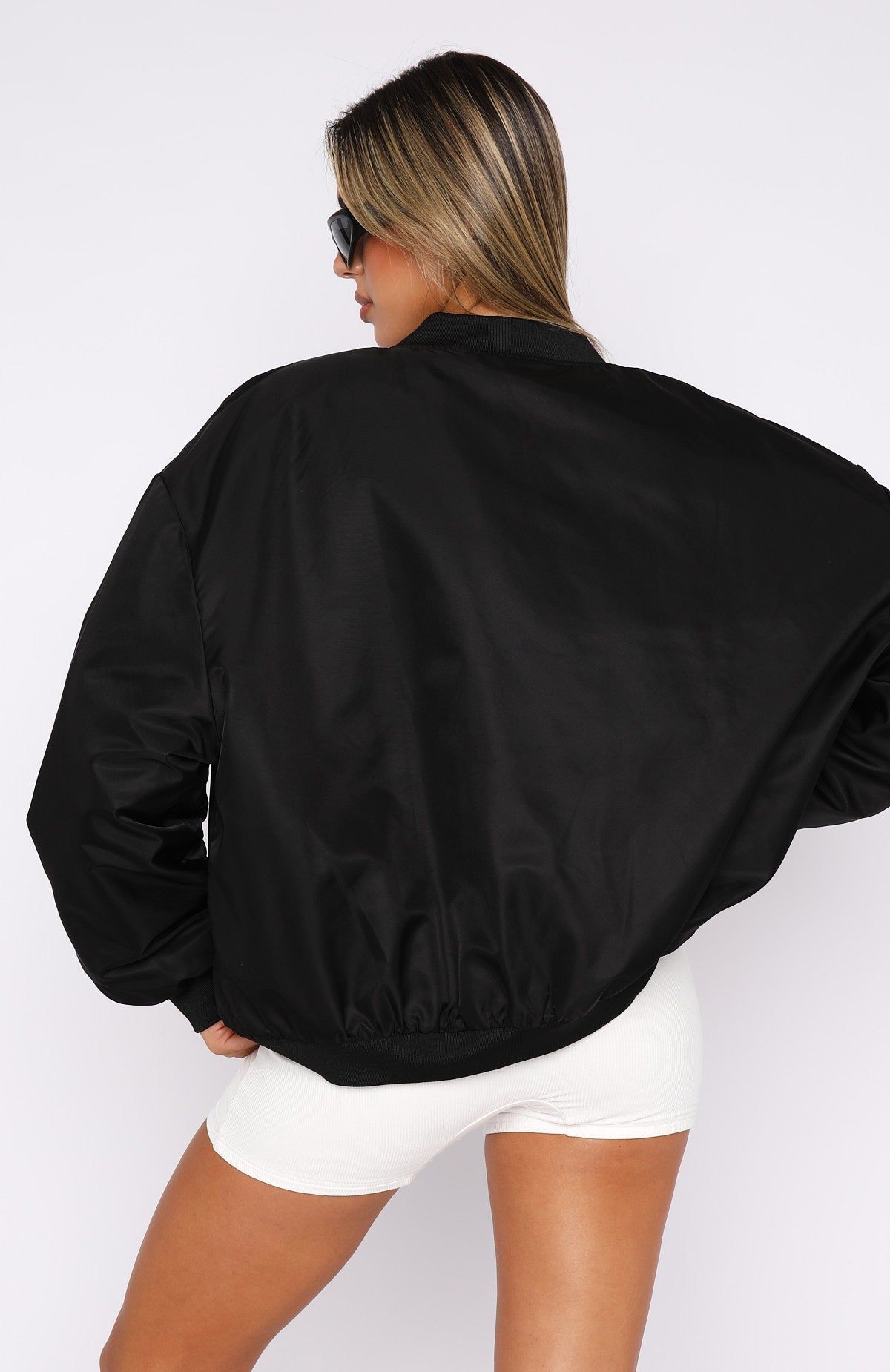 Just Us Bomber Jacket Black sold by White Fox Boutique product image thumbnail 4