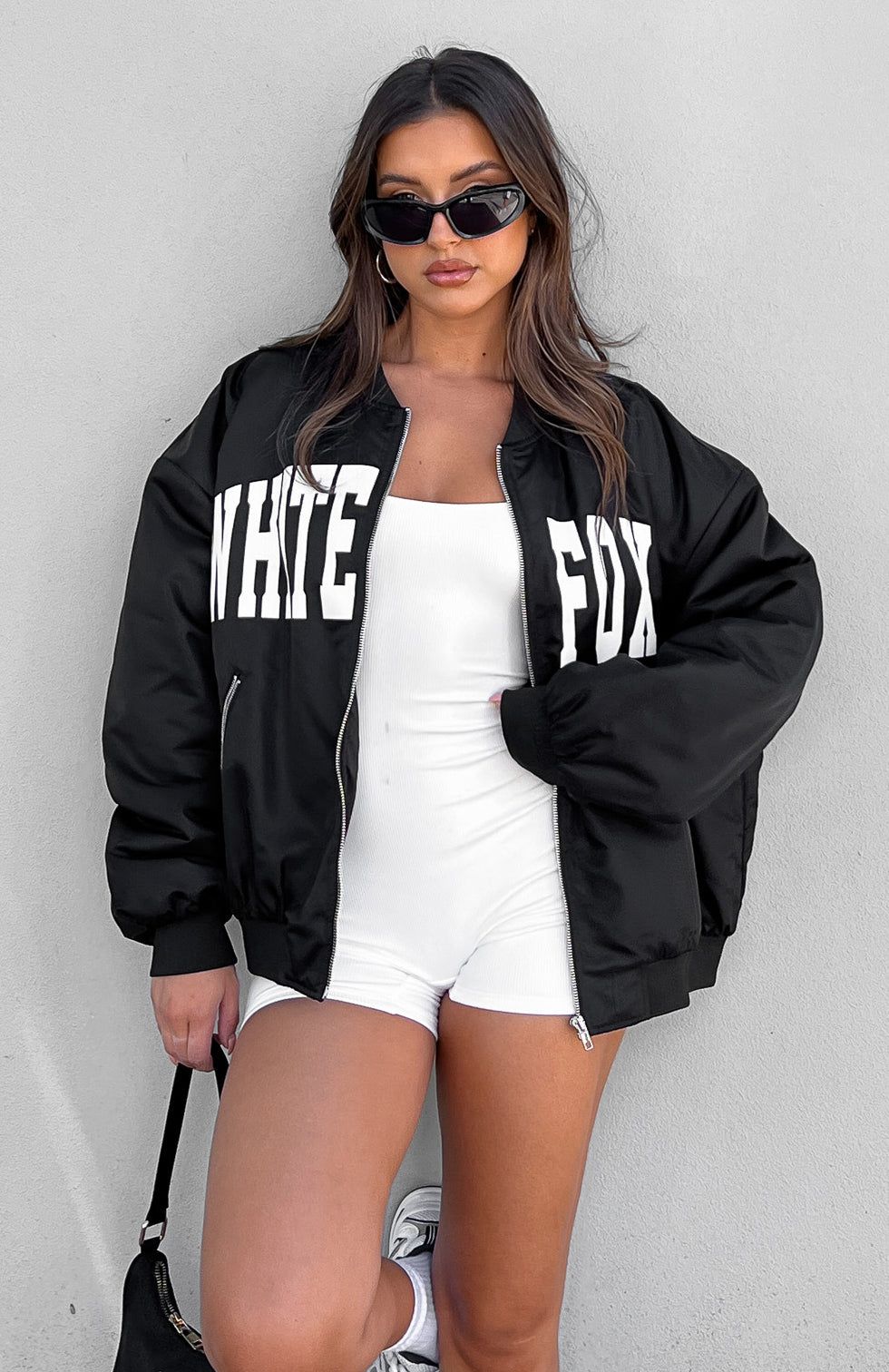 Just Us Bomber Jacket Black sold by White Fox Boutique product image thumbnail 5