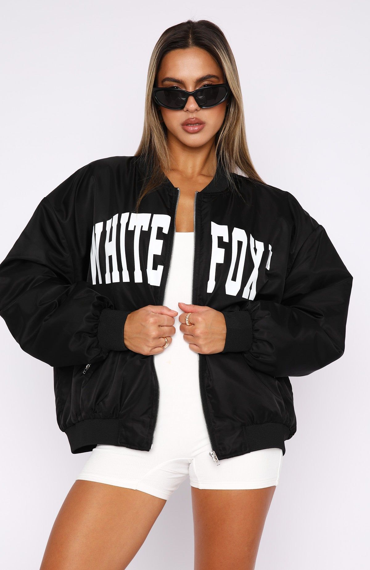 Just Us Bomber Jacket Black sold by White Fox Boutique product image thumbnail 2