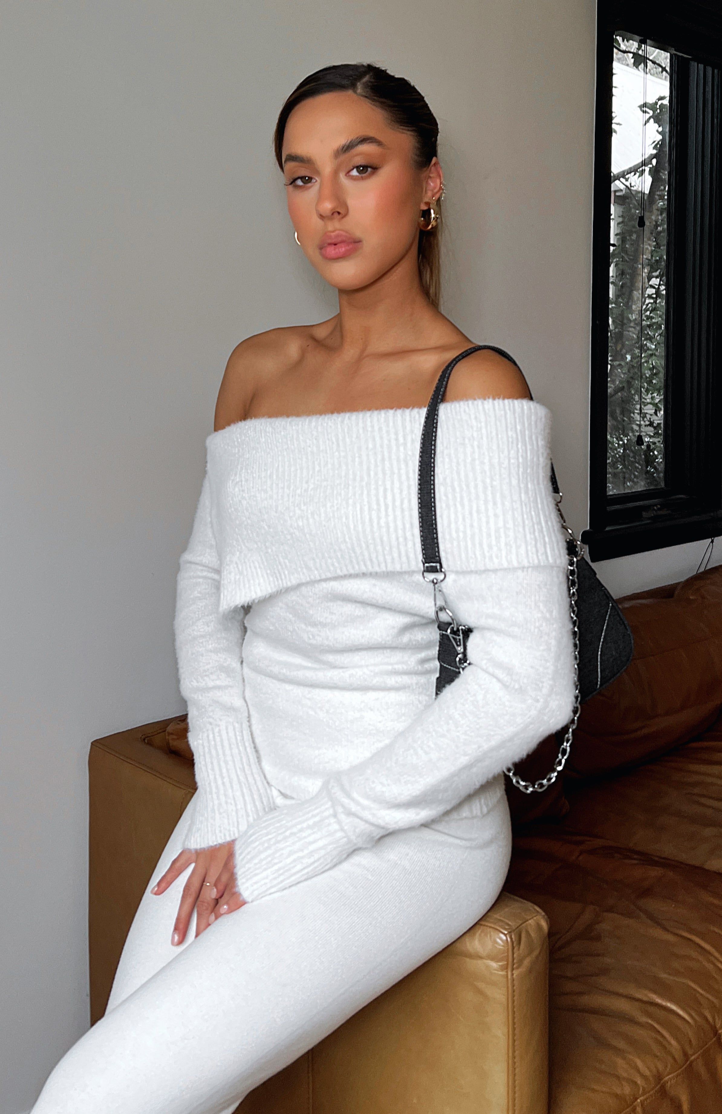 Snowflake One Shoulder Top Cream sold by White Fox Boutique product image thumbnail 5