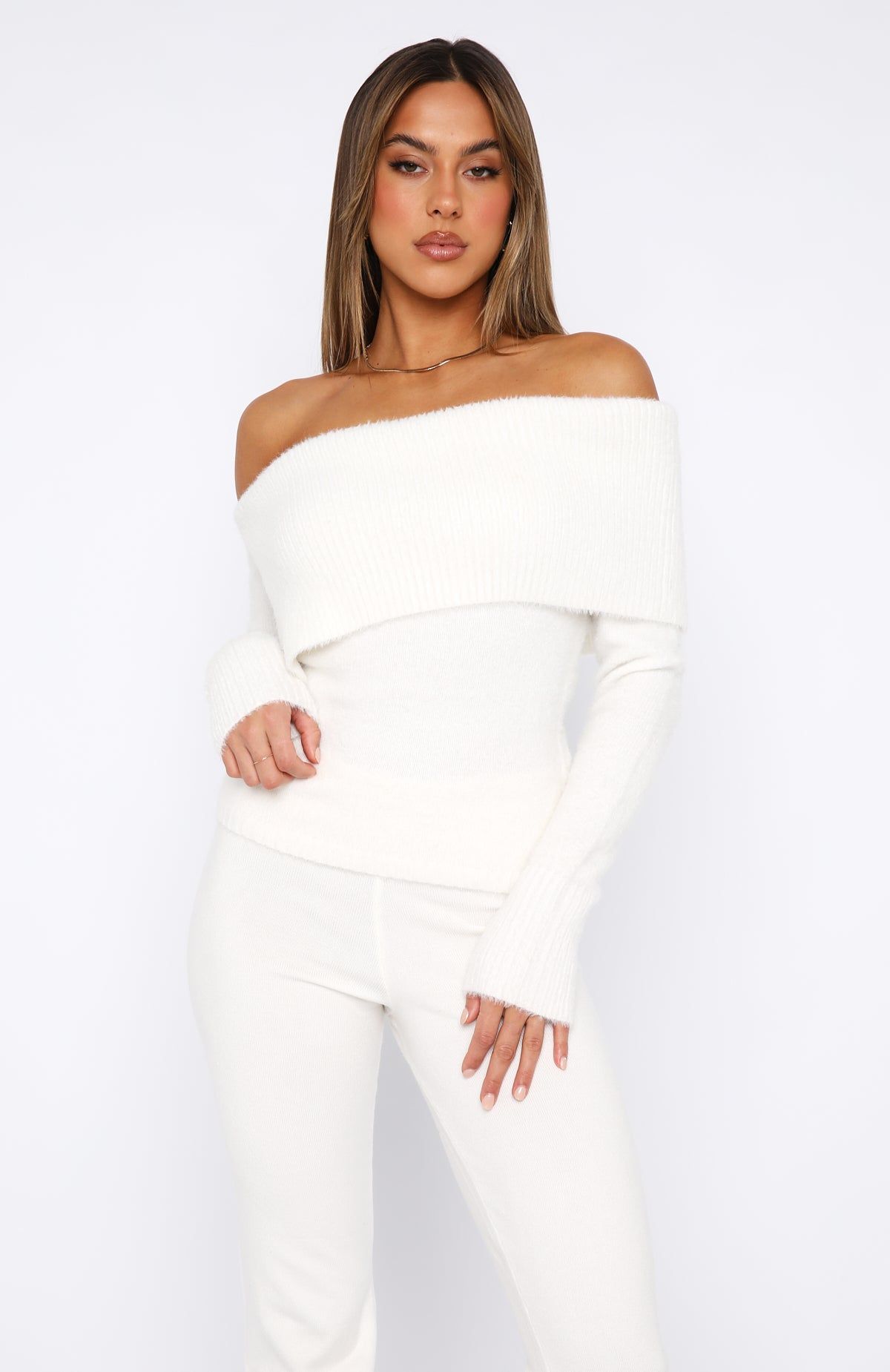 Snowflake One Shoulder Top Cream sold by White Fox Boutique product image thumbnail 2