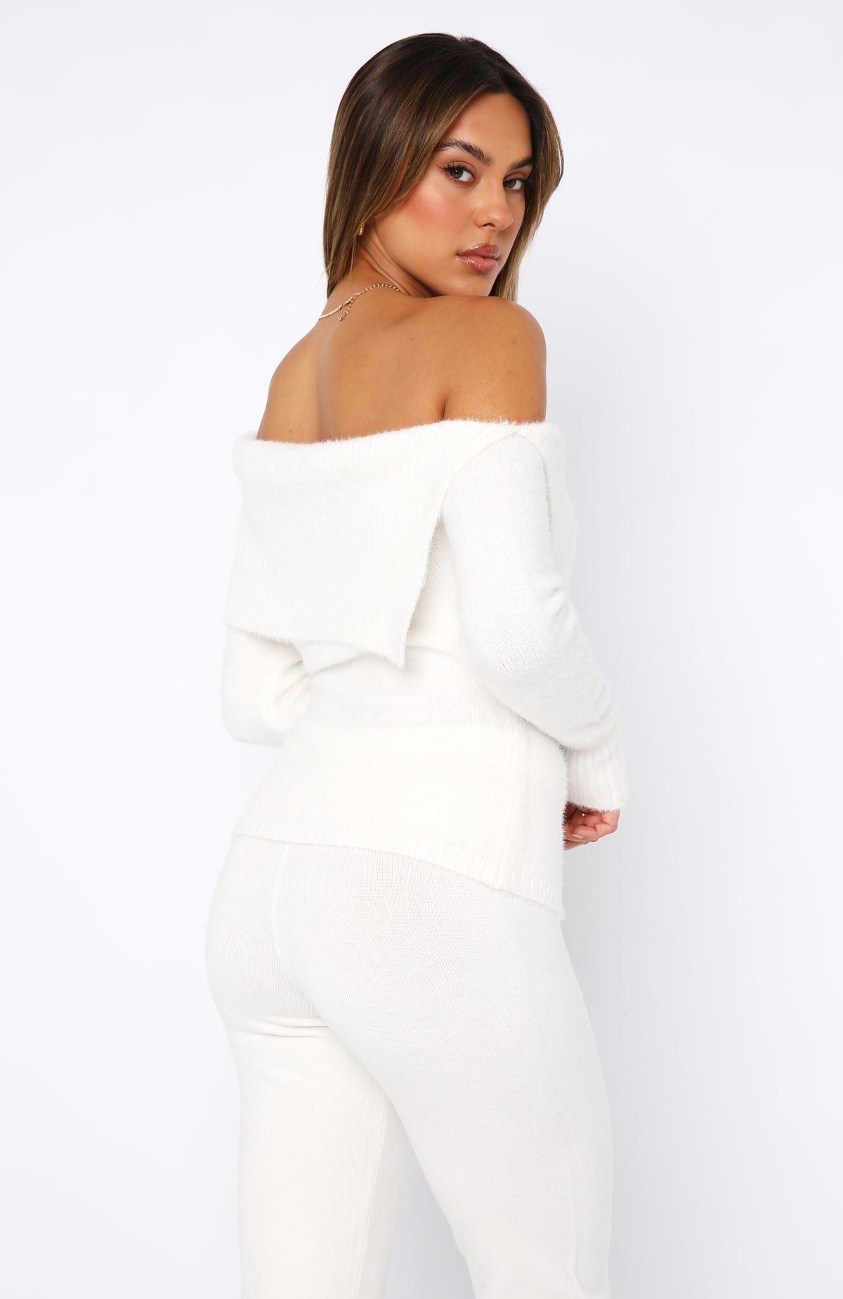 Snowflake One Shoulder Top Cream sold by White Fox Boutique product image thumbnail 4