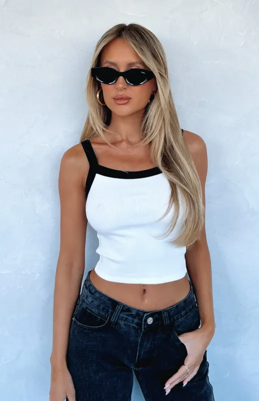 Talking Facts Ribbed Top White sold by White Fox Boutique