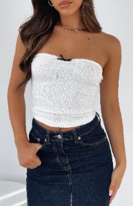 What Do You See Strapless Top White sold by White Fox Boutique