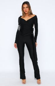 Searching For You Long Sleeve Jumpsuit Black sold by White Fox Boutique