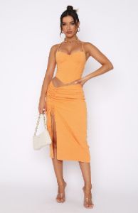 Do It My Way Midi Skirt Orange sold by White Fox Boutique