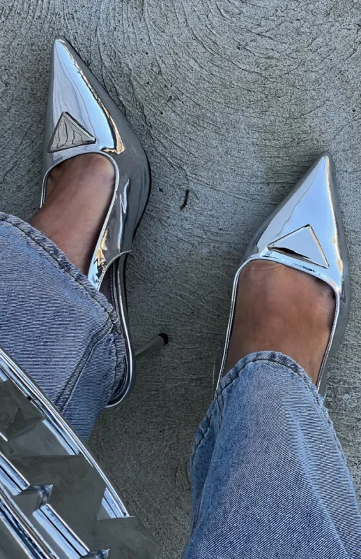 Georgie Slingback Heels Silver sold by White Fox Boutique