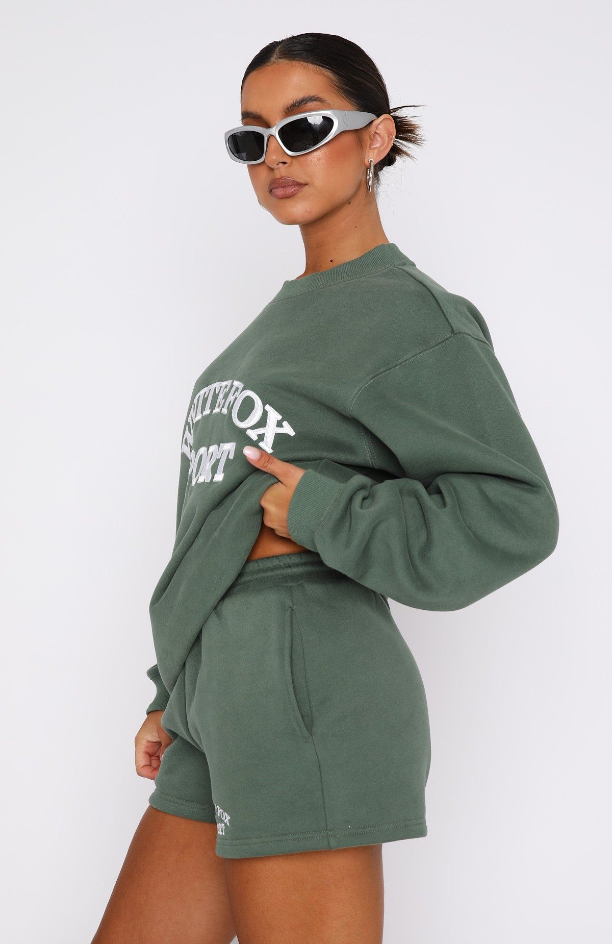 Sports Edition Oversized Sweater Dusty Olive sold by White Fox Boutique product image thumbnail 3