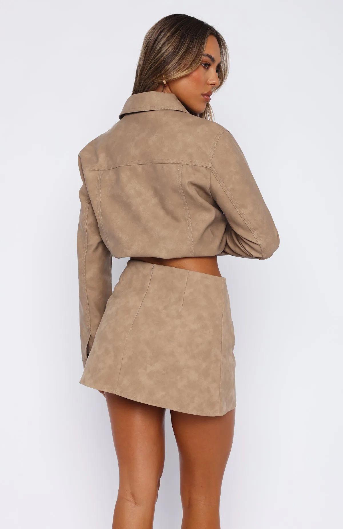 Hold Tight PU Mini Skirt Camel sold by White Fox Boutique product image thumbnail 4