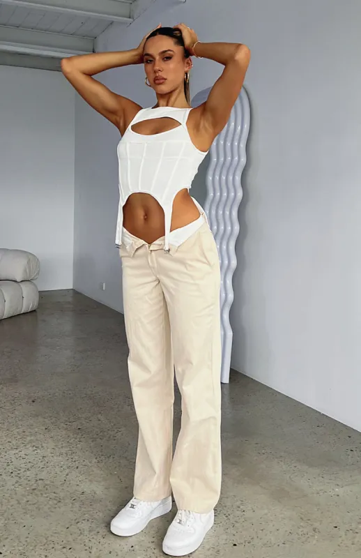 Don't Mess Around Pants Cream sold by White Fox Boutique