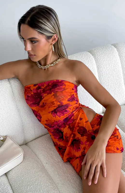 Lead You On Strapless Top Orange Crush made by White Fox Boutique