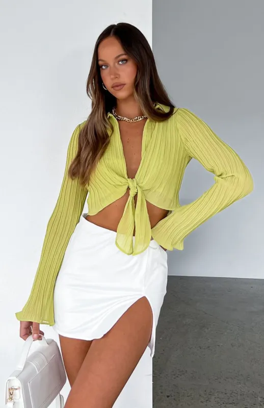 Wishing You Love Long Sleeve Crop Pistachio sold by White Fox Boutique