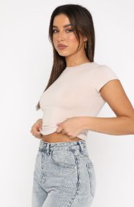 Too Blessed Tee Nude sold by White Fox Boutique