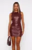 Feeling Toxic PU Mini Dress Burgundy sold by White Fox Boutique