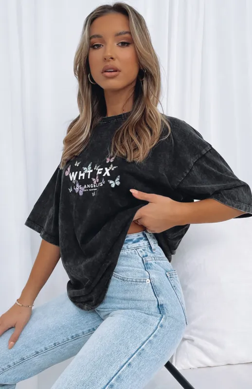 Dare To Dream Oversized Tee Acid Black sold by White Fox Boutique