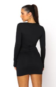 Feel The Movement Long Sleeve Mini Dress Black sold by White Fox Boutique