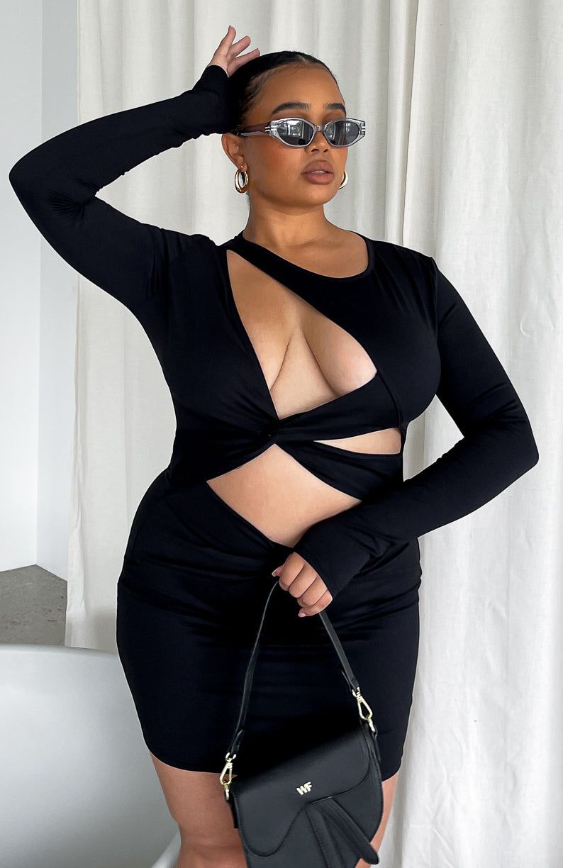 Feel The Movement Long Sleeve Mini Dress Black sold by White Fox Boutique product image thumbnail 6