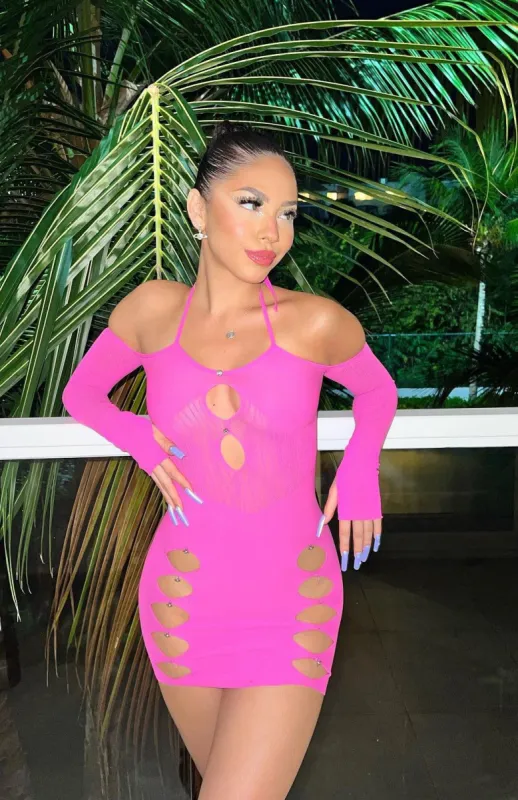 Keep On Looking Mini Dress Hot Pink sold by White Fox Boutique
