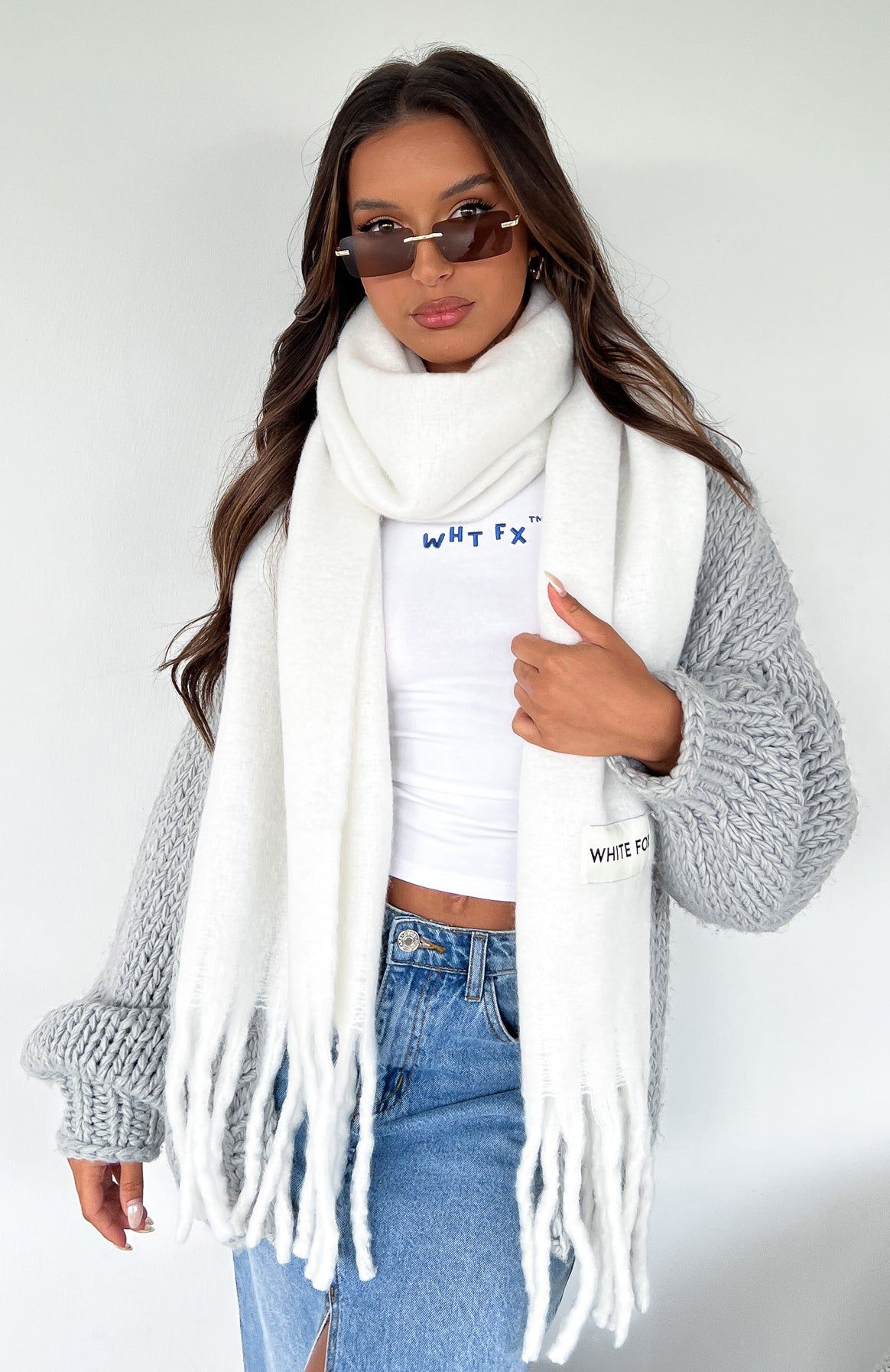 Winter Warmth Oversized Scarf White sold by White Fox Boutique