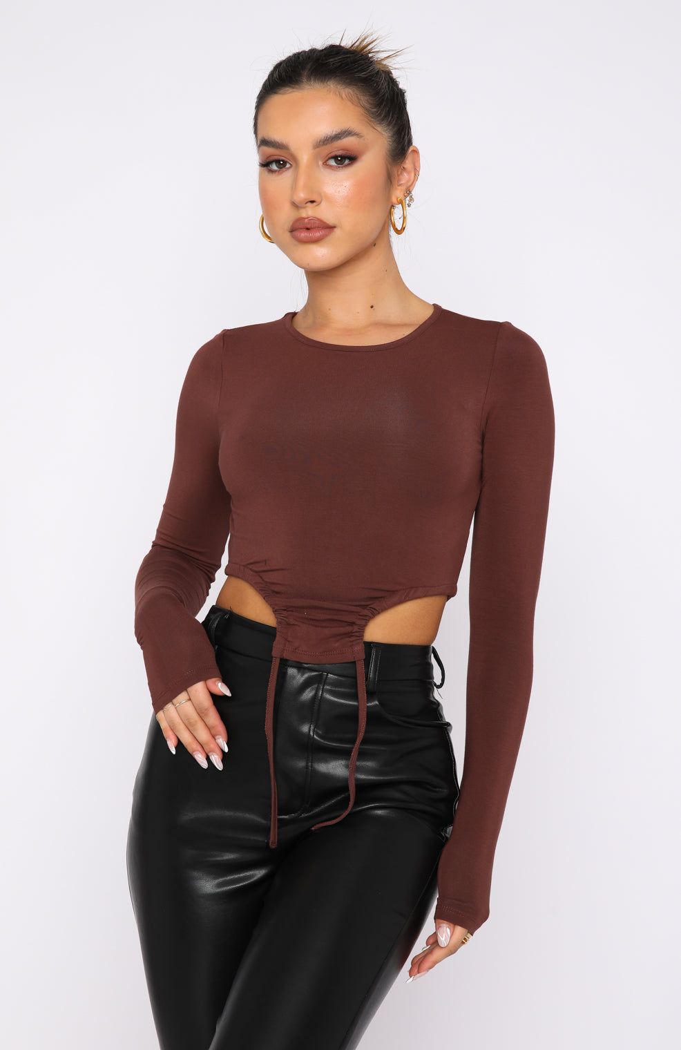 Spring Fresh Long Sleeve Top Chocolate sold by White Fox Boutique product image thumbnail 2