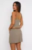 Money Talks Mini Skirt Taupe sold by White Fox Boutique