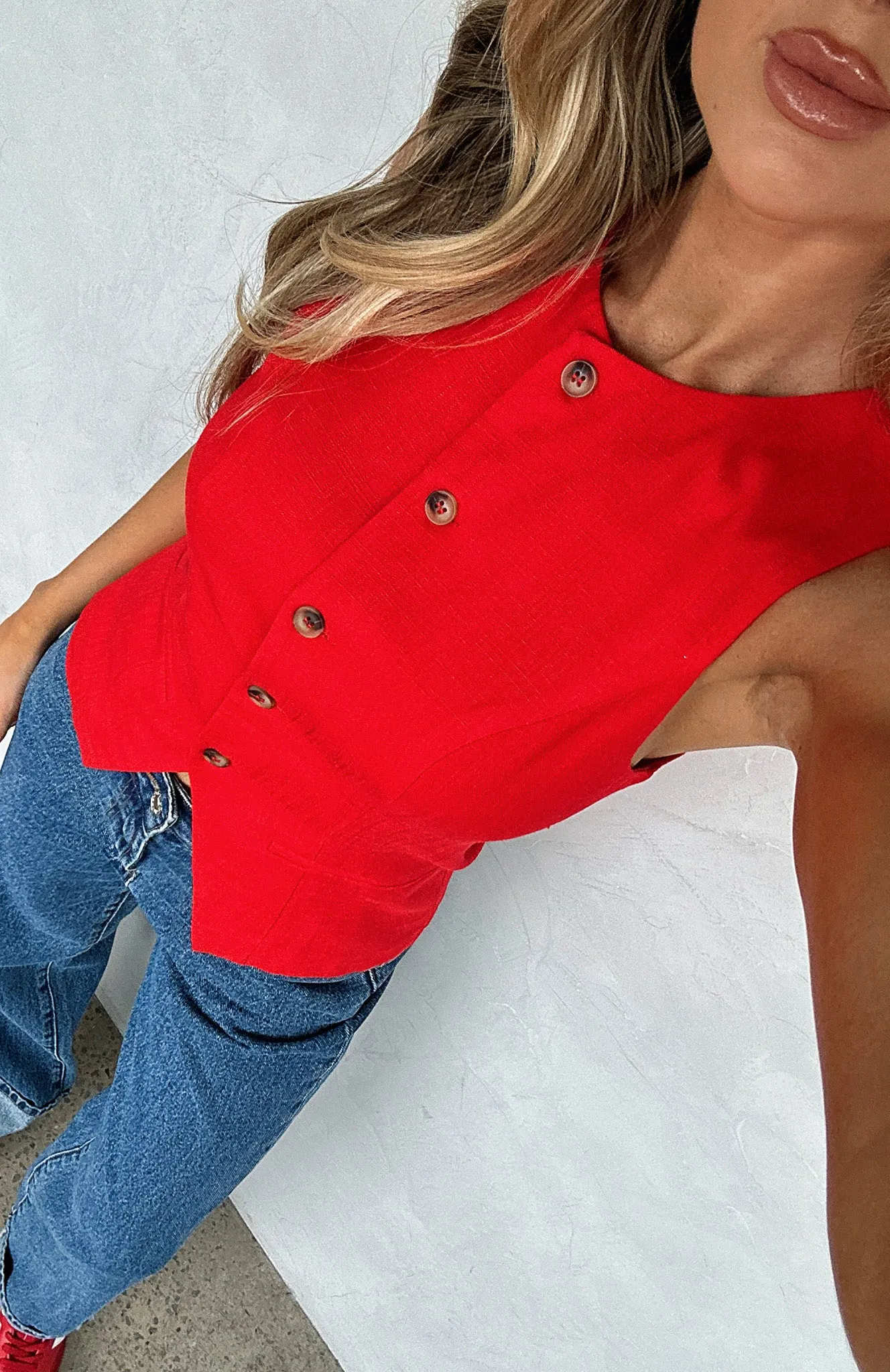 At The Races Vest Top Red sold by White Fox Boutique product image thumbnail 5